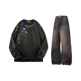 Комплект одежды (Черный топ + Черно-серые штаны)