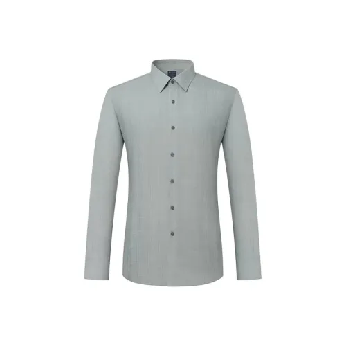 Camicissima Зеленый Серый, Slim Fit/Пик Воротник/Двойной Рукав с Кнопками Мужская Рубашка