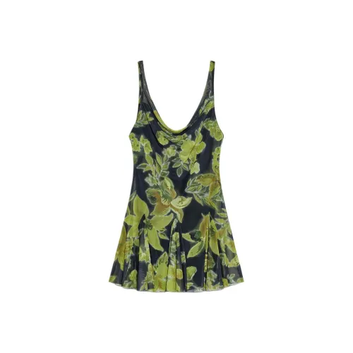 ZARA Черное/Зеленое Женское Платье без рукавов