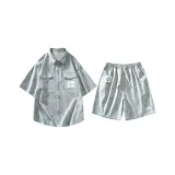 Джинсовый синий (Короткий рукав рубашка + Повседневные шорты)