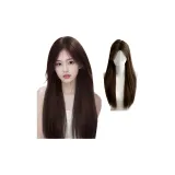 Лоб Кружево Длинные Прямые Волосы [Холодный Коричневый]