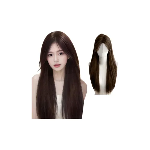 YOSEE Белый лунный свет Черный длинный Straight Парики