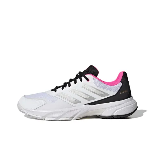 Adidas CourtJam Control 3 Устойчивые к истиранию Низкие Кроссовки для тенниса Мужские Белый Серебряный Розовый