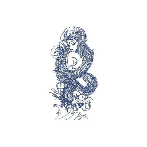 LIEJI Дракон Maiden Among Flowers Травяной Tattoo Наклейка