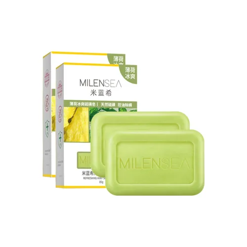 Milensea Сера Мыло Мята Аромат Мыло Антибактериальный Уничтожение клещей Чистка Увлажняющий Контроль жирности