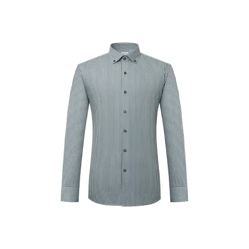 Camicissima Розовый Зеленый, Slim Fit/Полосы/Пуговица Пух/Воротник/Двойной Рукав с Разрезами Мужские Рубашки