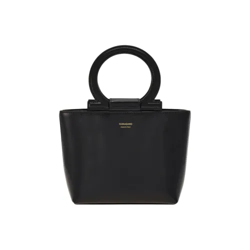 FERRAGAMO GANCINI Телячья кожа Ведрообразная сумка Сумка на одно плечо Мини Женская Черная