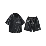 Чёрный (Короткий рукав рубашка + повседневные шорты)