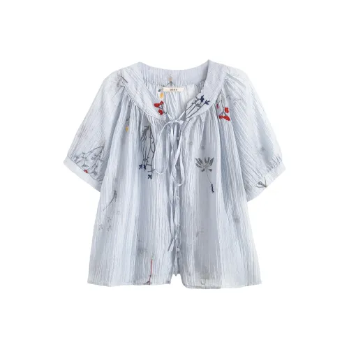 OUBO Небесно-голубые Женские Рубашки