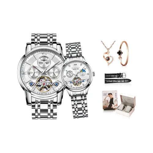 GUANQIN Автоматический Механический Механизм Нержавеющая Сталь Ремешок Часы Унисекс Черный Циферблат