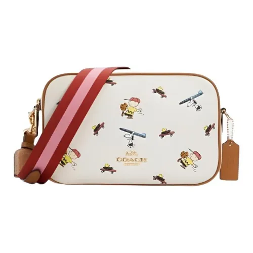 COACH Peanuts Snoopy Коллаборация Jes Кожа Сумка через плечо Сумка на плечо Средняя Женская с принтом Белый