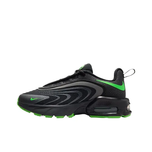 Nike Air Max Пламя Детские беговые кроссовки Низкий топ Черный Зеленый Школьный возраст