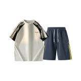 Одежда Набор (Бело-серый топ + Темно-синий низ)