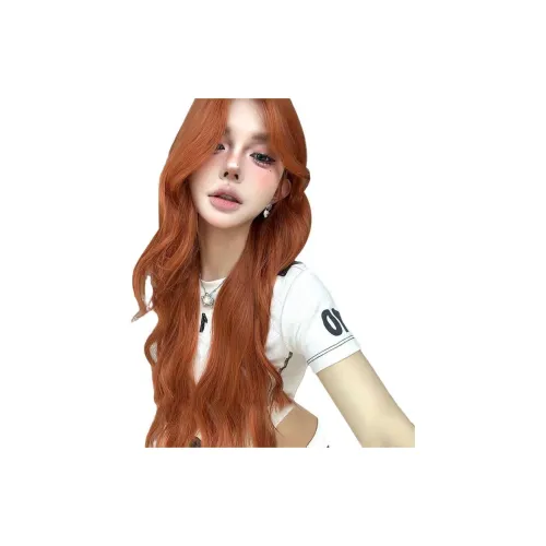 FYOSEE Модный тренд Сетка Оранжево-коричневый Кудрявая парик CENTER Часть Большая волна Высокая температура Пряжа Большая волна