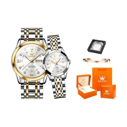 OLEVS Heart to Heart Knot Collection Double Calendar Парные часы Кварцевый механизм Ремешок из нержавеющей стали