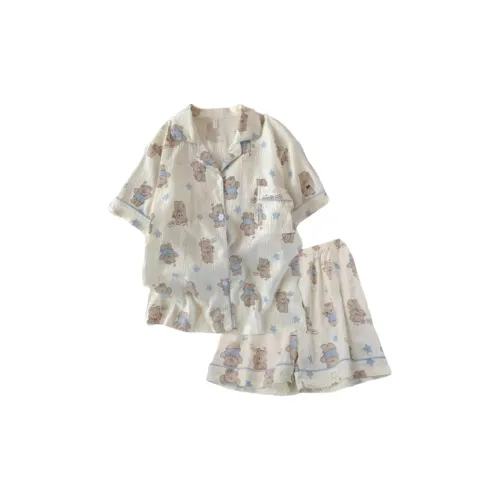 OEING Дружелюбный к коже Повседневный Короткий рукав Шорты Мода Верхняя одежда Готовая Домашняя одежда и пижамы Комплекты Женские