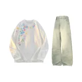 Комплект одежды (Белый топ + Желтые грязные штаны)