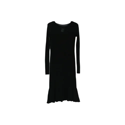 SWAYING KNIT Черное Женское Длинное Платье с Рукавами