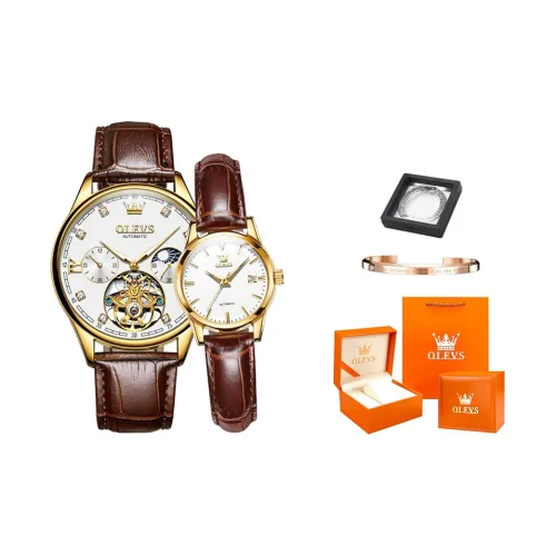 OLEVS Heart to Heart Knot Collection Механические часы с кожаным ремешком унисекс белый циферблат