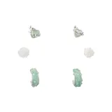 Серьги-гвоздики в форме буквы "C" цвета мятный, одежда, наборы