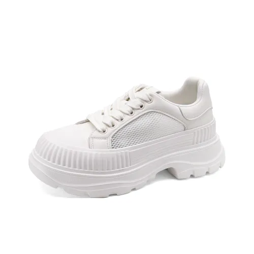 FOXER x MARINO ORLANDI Устойчивый к истиранию Увеличивающий высоту Низкий Топ Повседневный Женский Экрю