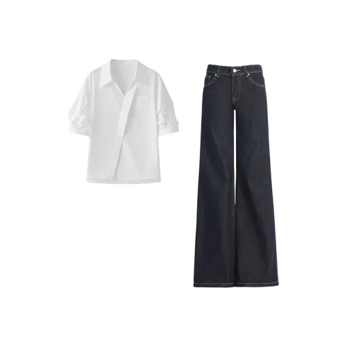 COVER TIME Рубашка + Джинсы Женские Повседневные костюмы