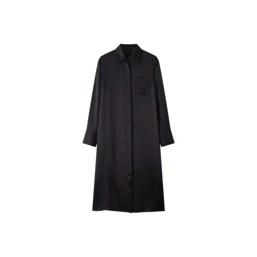 DE Mincollection Черные Женские Длинные Платья с Длинными Рукавами