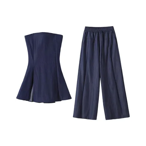 MARIE·COCO Без бретелек Топ+Штаны Женские Повседневные Костюмы