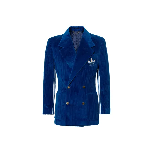 GUCCI X ADIDAS X GUCCI Co Брендированная Серия FW22 Бизнес Костюм Пальто Мужской Звездное Небо Синий