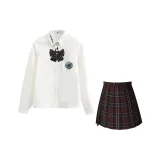 Дикий городской короткая юбка + облако с длинным рукавом + галстуки-бабочки