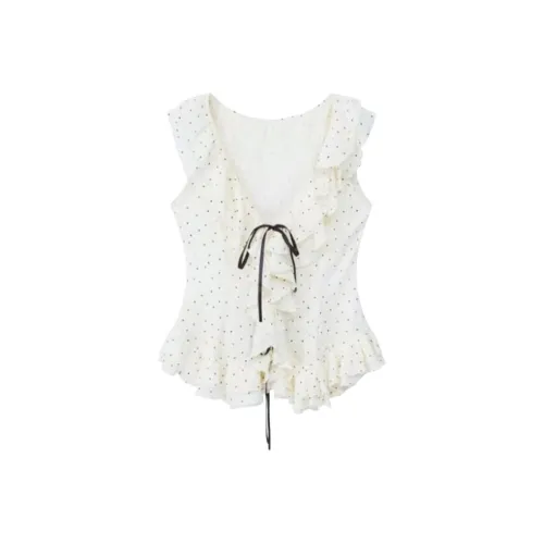 PLANE DRIFT Бежево-абрикосовый гороховый узор женские футболки