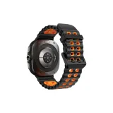 Чёрный и оранжевый - океанический двухцветный, двойная пряжка, силиконовый ремешок