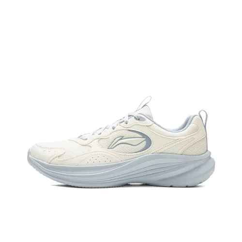 LiNing Shock Absorbers Slip-Resistant Abrasion-Resistant Lightweight Low-Top Беговые кроссовки Женские Белые Синие