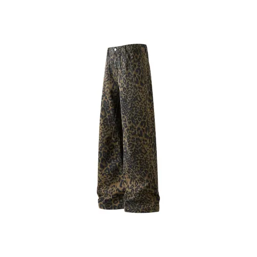 Micby Leopard Коричневые Унисекс Джинсы