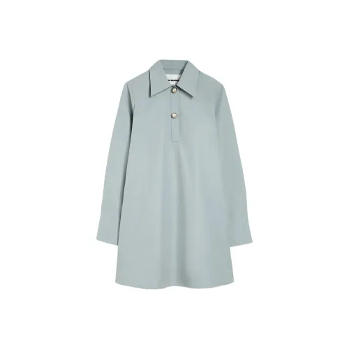 JIL SANDER Светло-синий Женские Длинные Платья с Рукавами