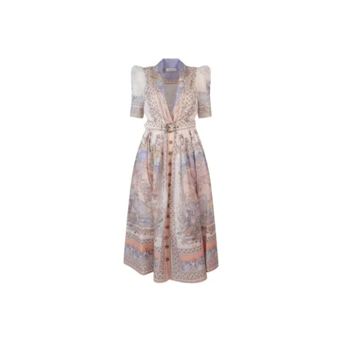 Zimmermann Многоцветные Женские Короткие Платья с Рукавами
