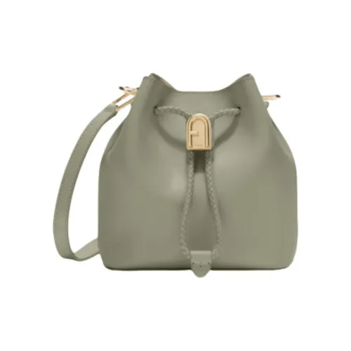 Furla Коровья кожа Ведрообразная сумка Сумка через плечо Мини Женская Зеленая