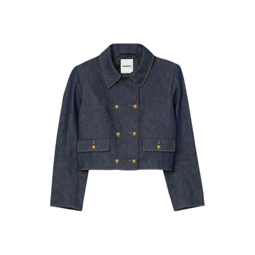 SANDRO Темно-синие женские джинсовые куртки