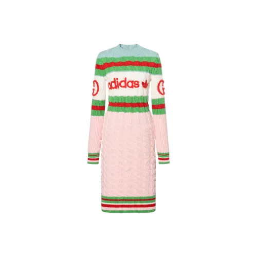 GUCCI x Adidas SS23 Длинное платье с длинными рукавами женское розовое