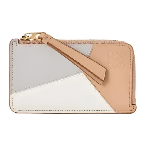 LOEWE Пазл Телячья кожа Держатель для карт Женские Серый Бежевый Белый