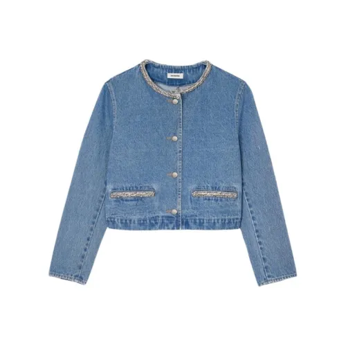 SANDRO Джинсовый синий Женские джинсовые куртки