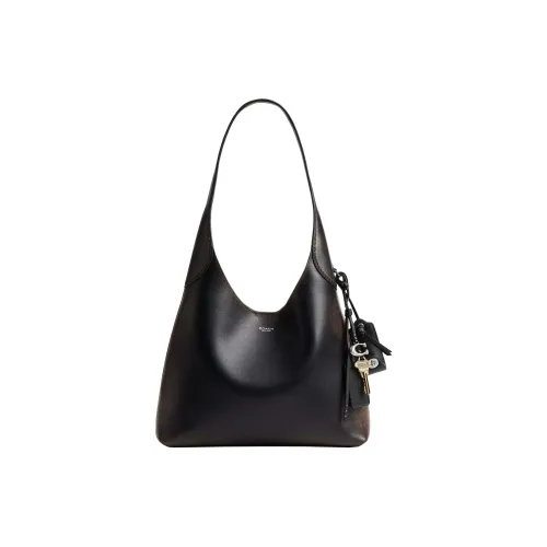 COACH Brooklyn Кожа Хобо Сумка Сумка через плечо Средняя Женская Черная Коричневая