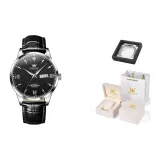 Черная кожа с черным циферблатом [стальной браслет + коробка]