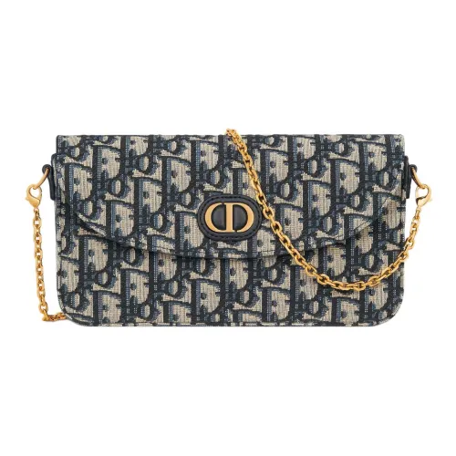 DIOR 30 Montaigne OBLIQUE Печатная ткань Сумка через плечо Сумка на плечо Женская Синяя