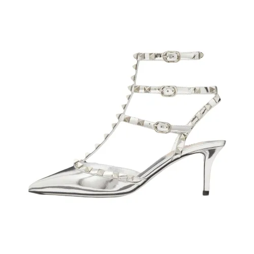 Valentino Rockstud Узкий каблук Высокие каблуки 6,5 см Женские Серебряные