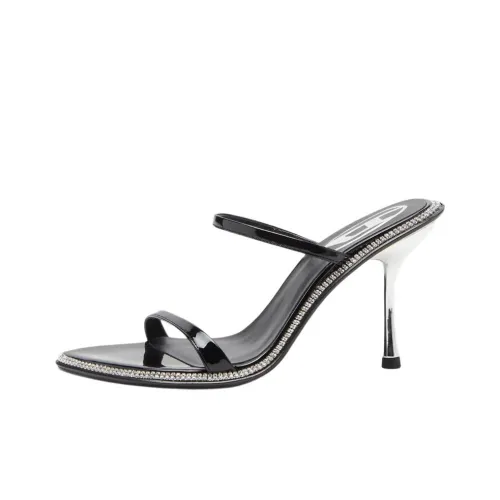 DIESEL Шлепанцы 9 см Женские Черные