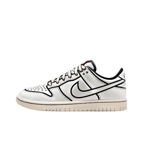 Nike Dunk Детские Скейтбординги Низкий Топ Белый/Черный/Красный Школьный возраст