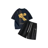 Темно-синий синий топ + черные штаны