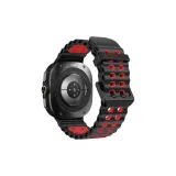 Черно-красный, двухцветный, двойной, силиконовый ремешок с двумя пряжками
