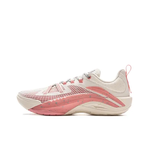 LINING Износостойкий Дышащий Отскок Сцепление Низкий Топ На открытом воздухе Баскетбольные кроссовки для игры Мужской Розовый Белый